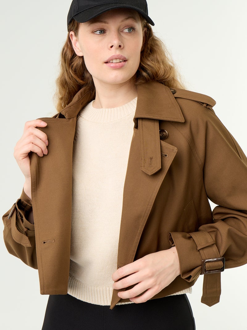 Trench court en coton Marron - Kiabi