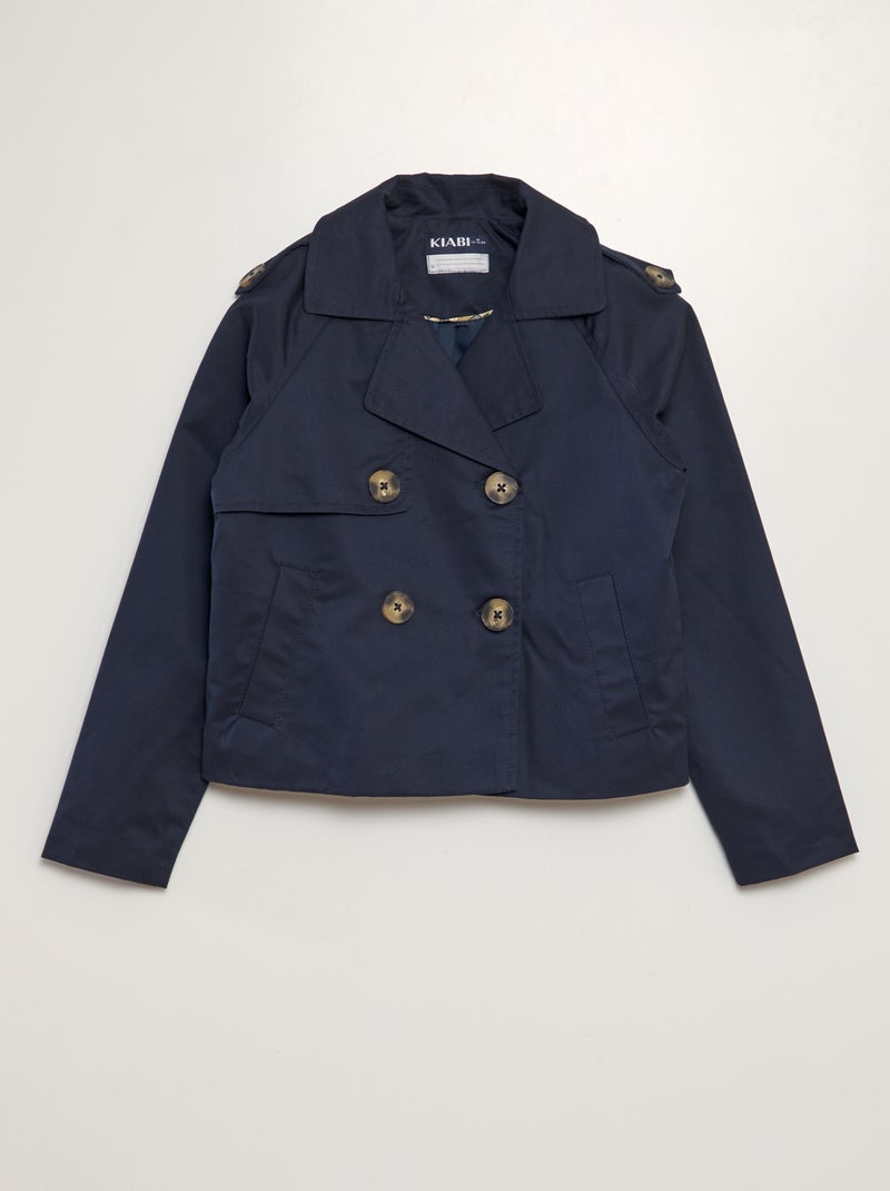 Trench court en twill bleu marine - Kiabi