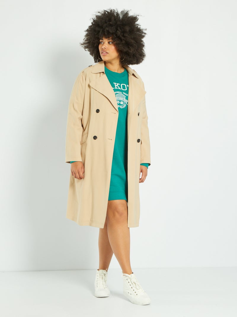Trench en maille fluide Beige - Kiabi