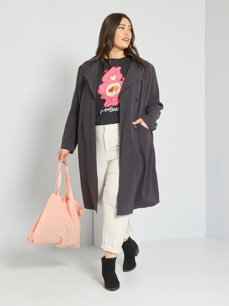 Trench en maille fluide gris foncé - Kiabi