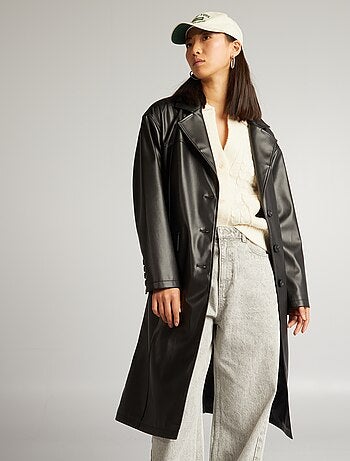 Soldes veste simili cuir pour femme, achat des vestes en ligne - noir -  Kiabi