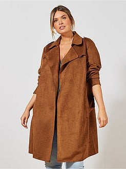 Trench en suédine avec ceinture - Kiabi