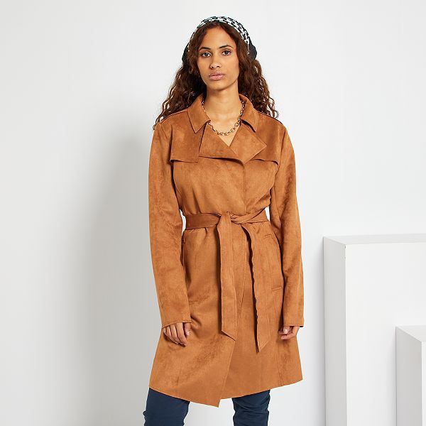 Trench En Suedine Femme Camel Kiabi 24 50