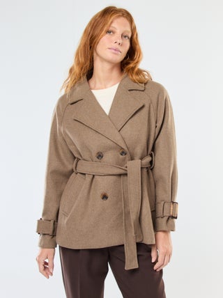 Trench façon lainage avec ceinture à la taille