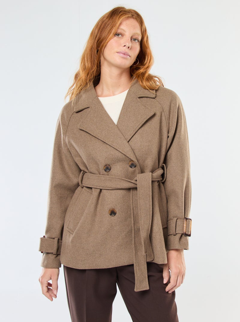 Trench façon lainage avec ceinture à la taille