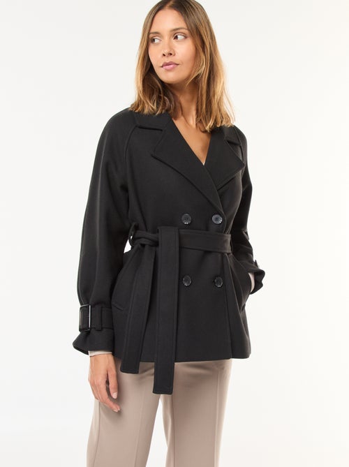 Trench façon lainage avec ceinture à la taille - Kiabi