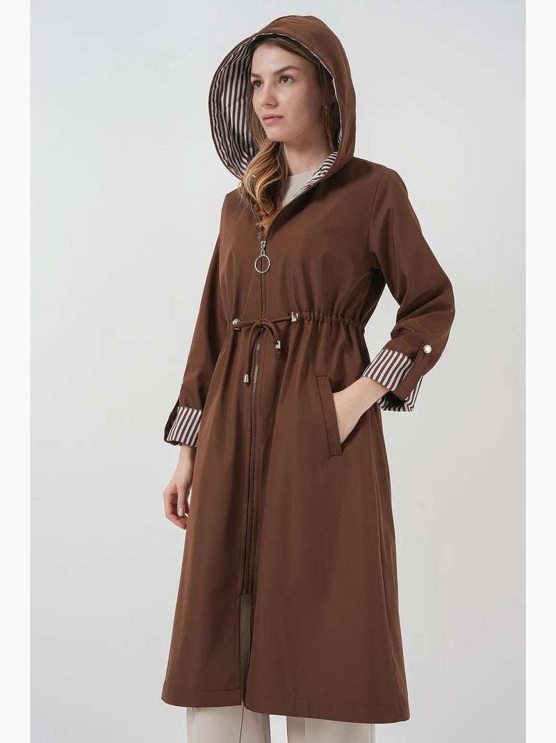 Trench long à capuche zippé bdart Marron clair - Kiabi