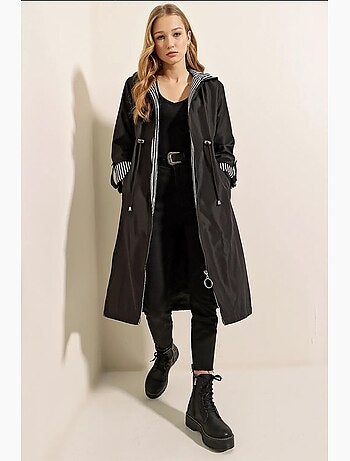 Trench long à capuche zippé bdart