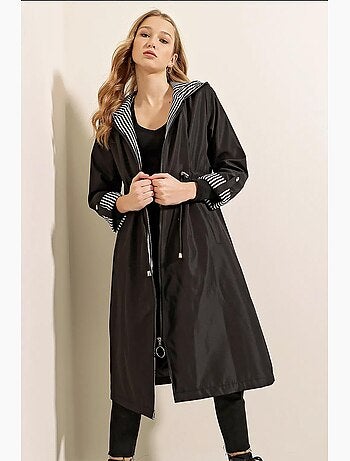Trench long à capuche zippé bdart