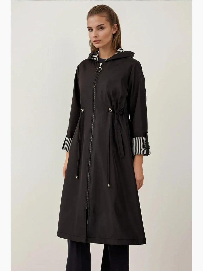 Trench long à capuche zippé bdart Noir - Kiabi