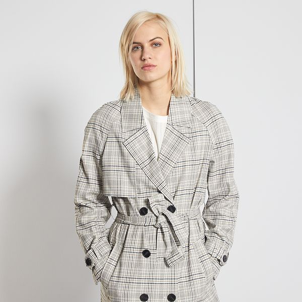 Manteau à carreaux Femme carreaux beige Kiabi 15,00€ Manteau à carreaux Femme carreaux beige Kiabi 15,00€
