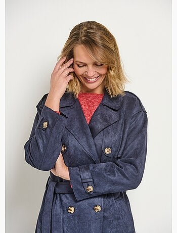 Trench long aspect suédine