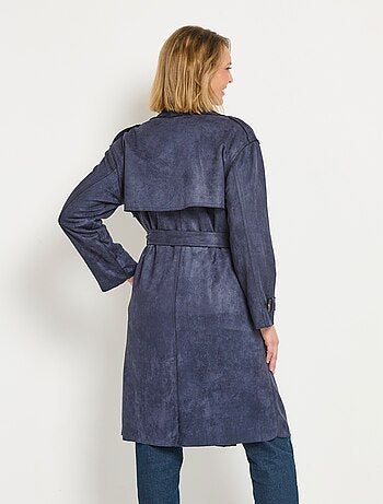 Trench long aspect suédine