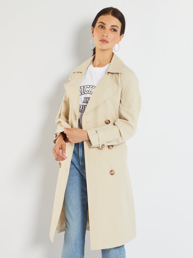 Trench long avec ceinture Beige - Kiabi