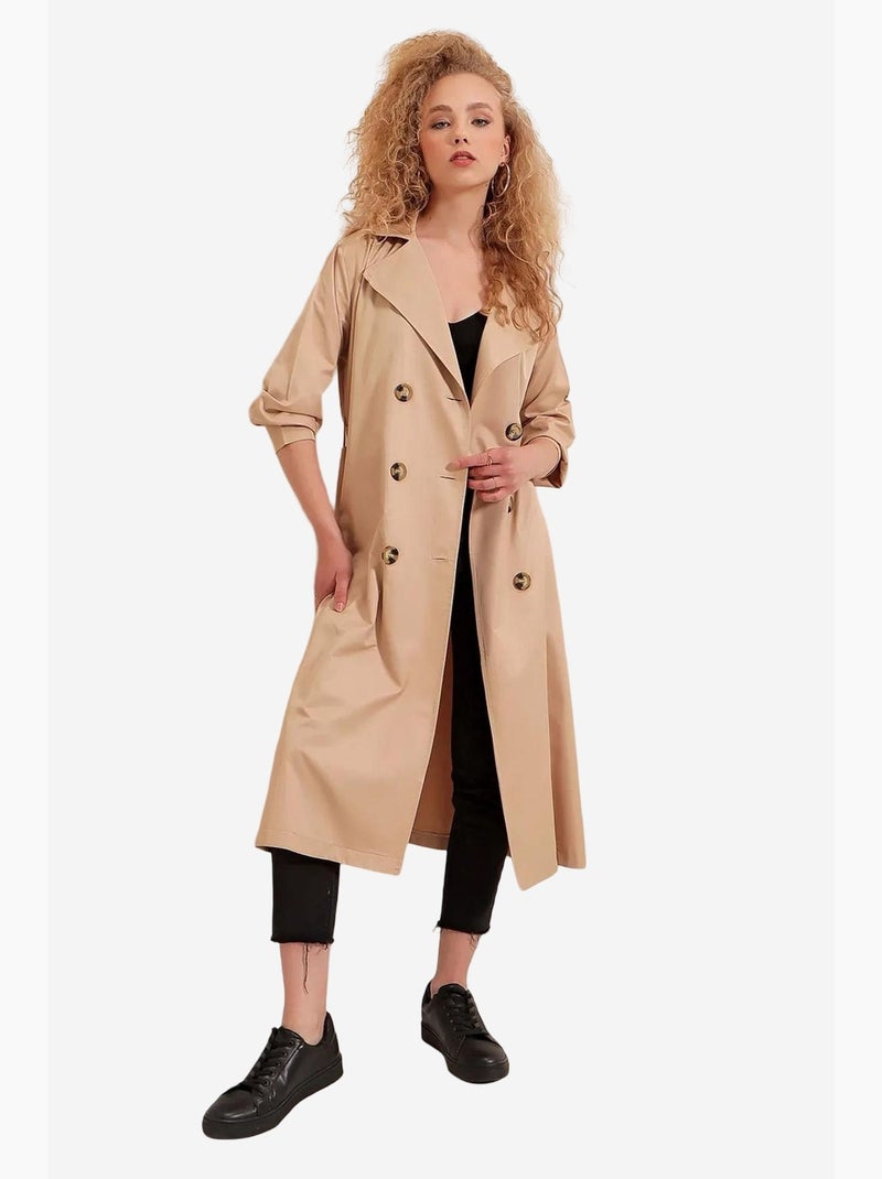 Trench long ceinturé bdart Beige argile - Kiabi