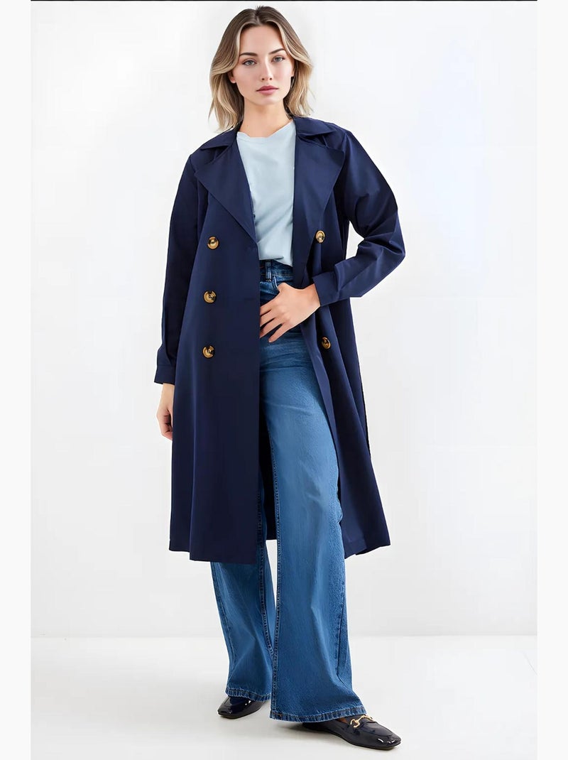 Trench long ceinturé bdart Bleu marine - Kiabi