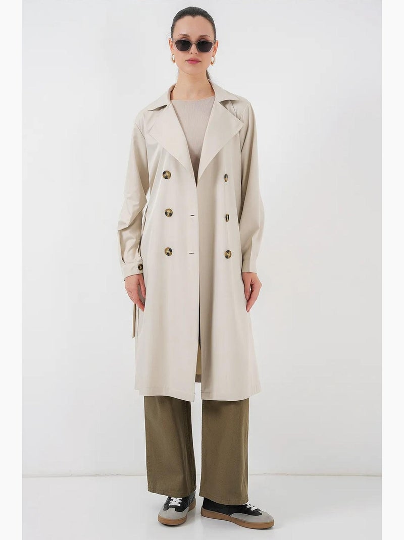Trench long ceinturé bdart Crème - Kiabi