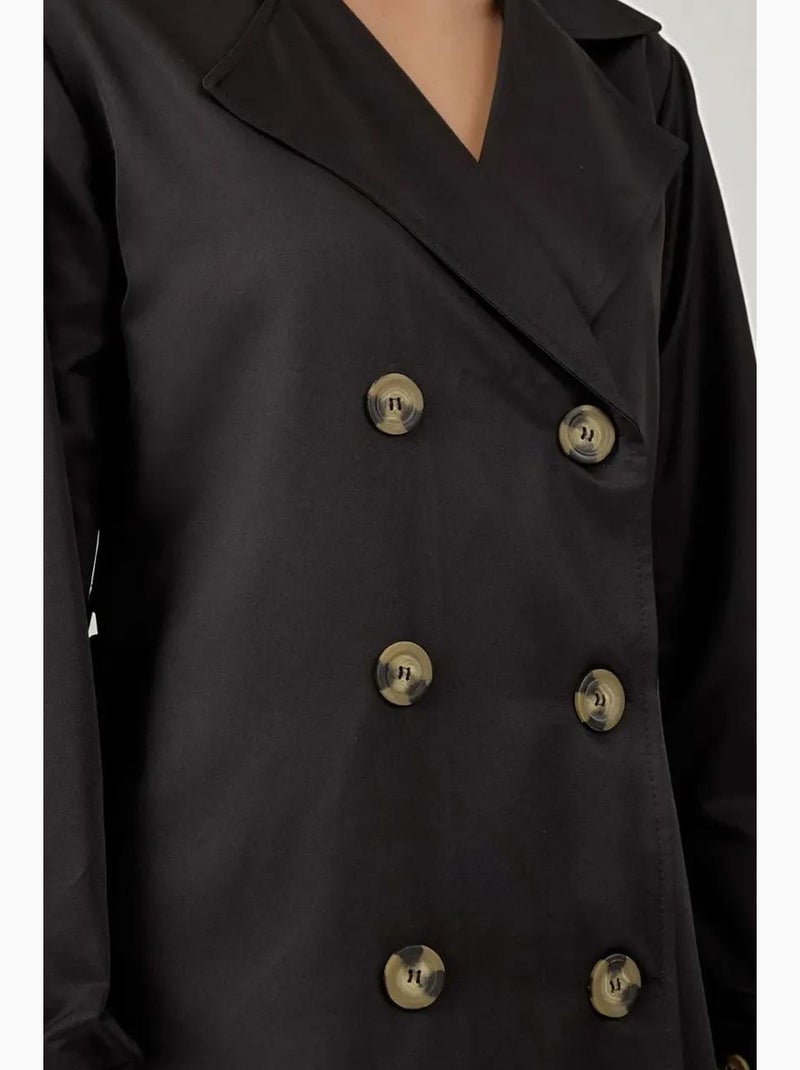 Trench long ceinturé bdart Noir - Kiabi