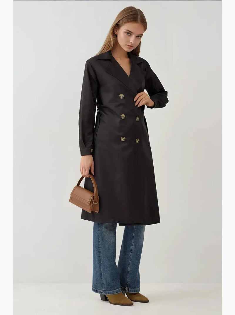 Trench long ceinturé bdart Noir - Kiabi