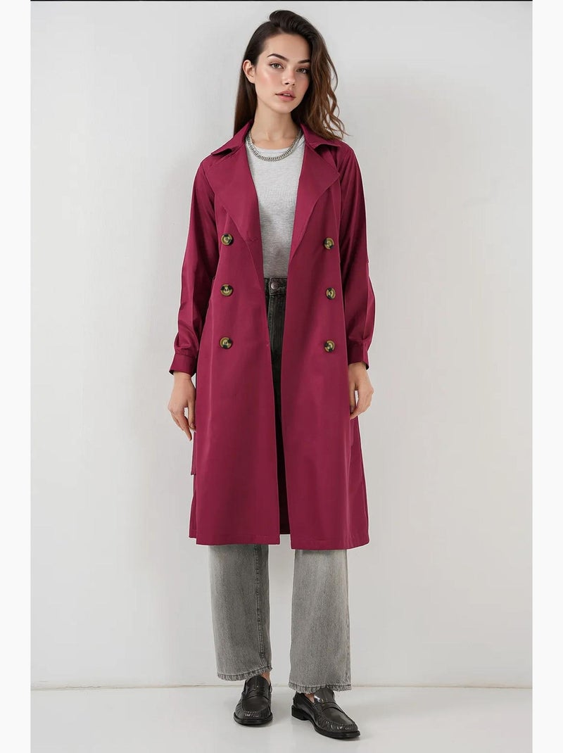 Trench long ceinturé bdart Rouge bordeaux - Kiabi