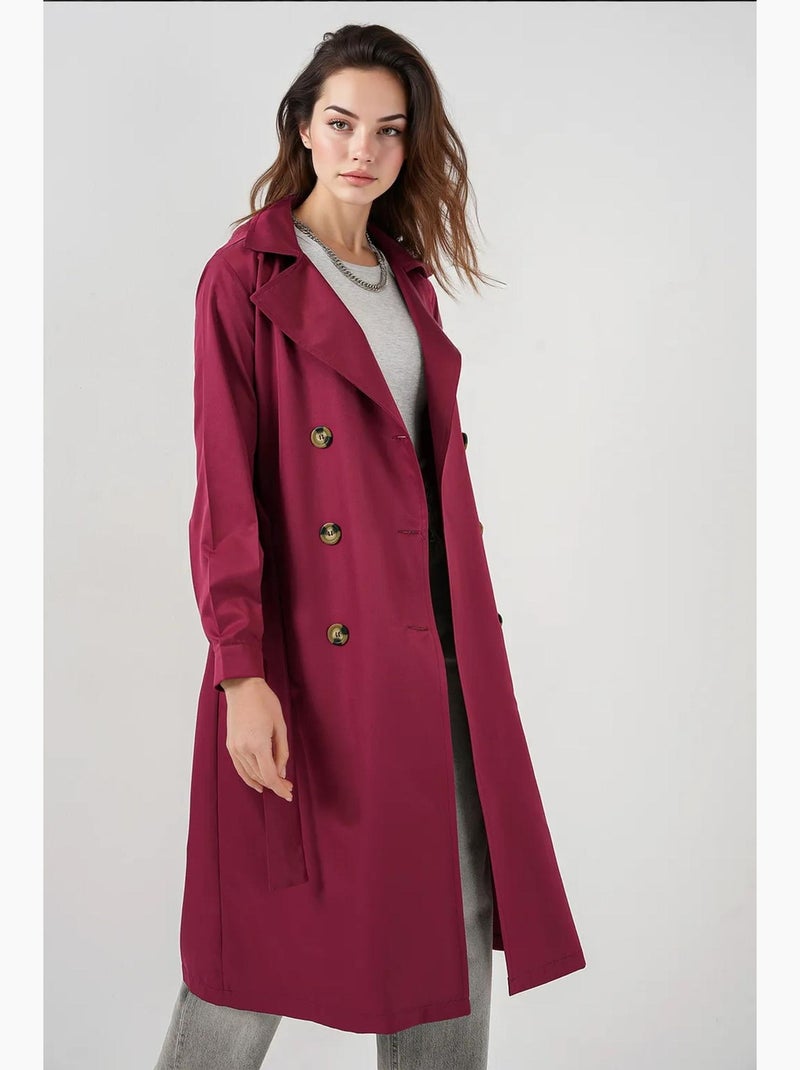 Trench long ceinturé bdart Rouge bordeaux - Kiabi