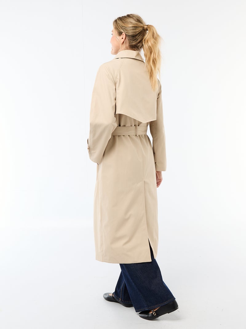 Trench long double boutonnage Beige - Kiabi