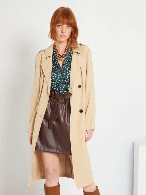 Trench long fluide avec ceinture - Kiabi