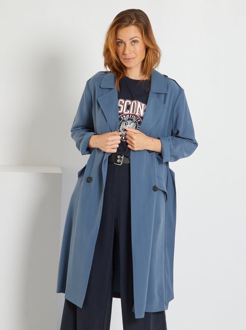 Trench long fluide avec ceinture - Kiabi