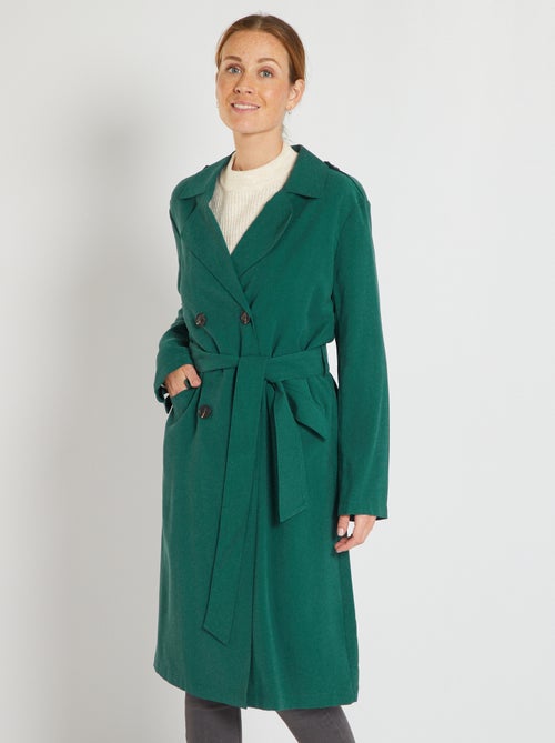 Trench long fluide avec ceinture - Kiabi