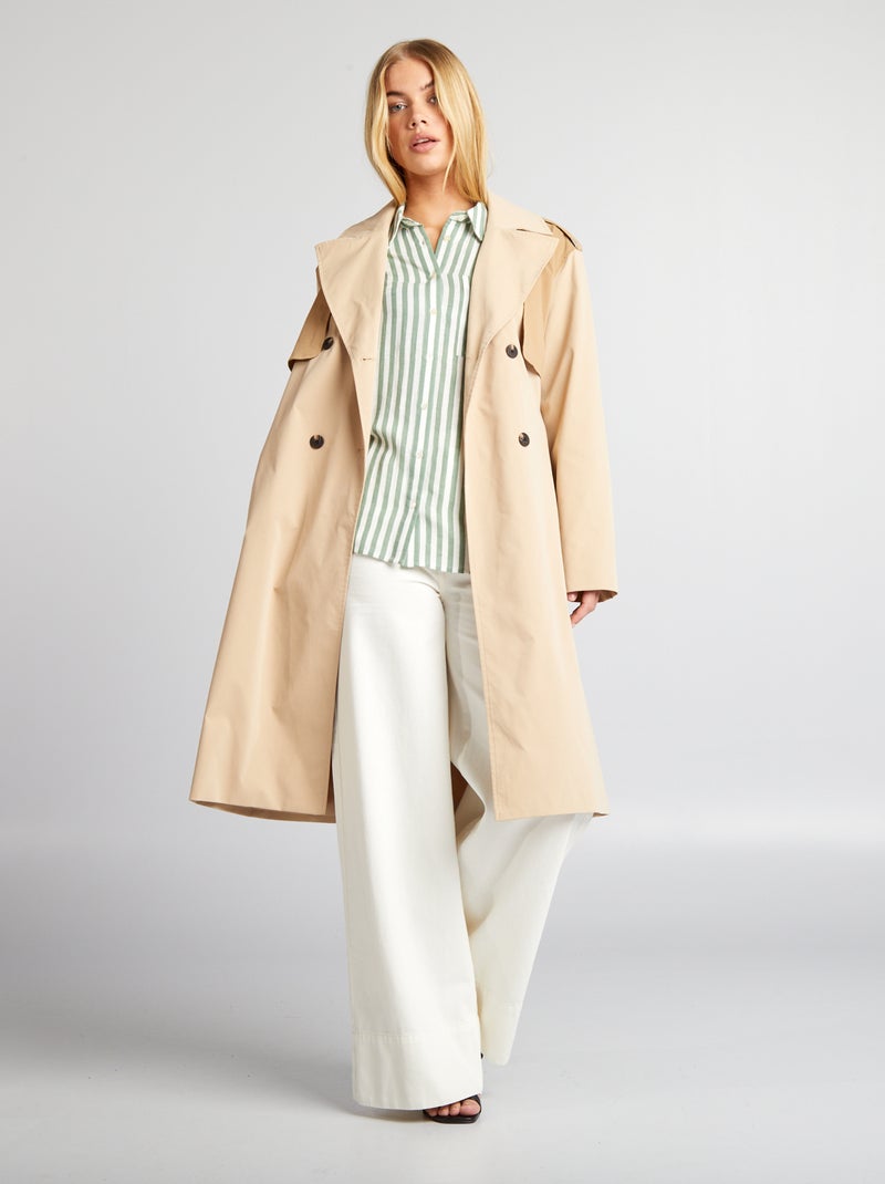 Trench long fluide Beige - Kiabi