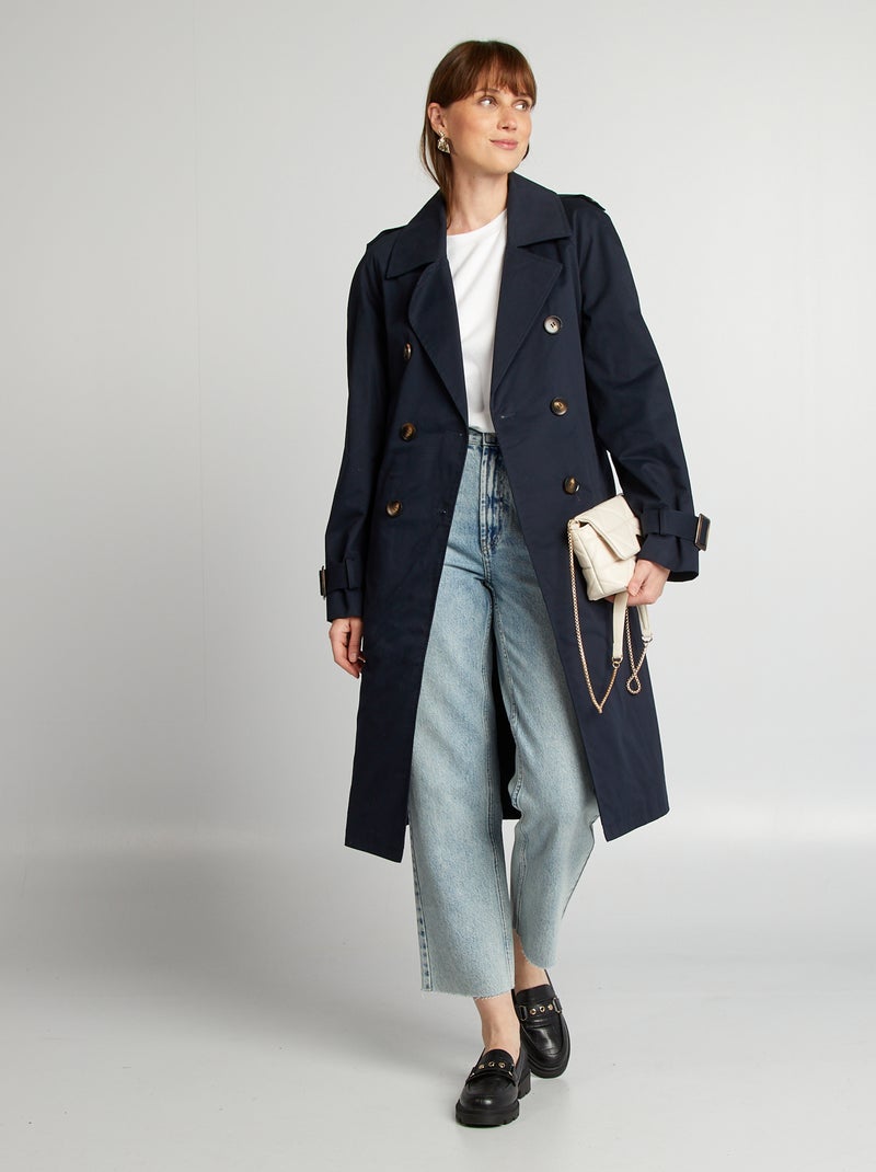 Trench long uni Bleu - Kiabi