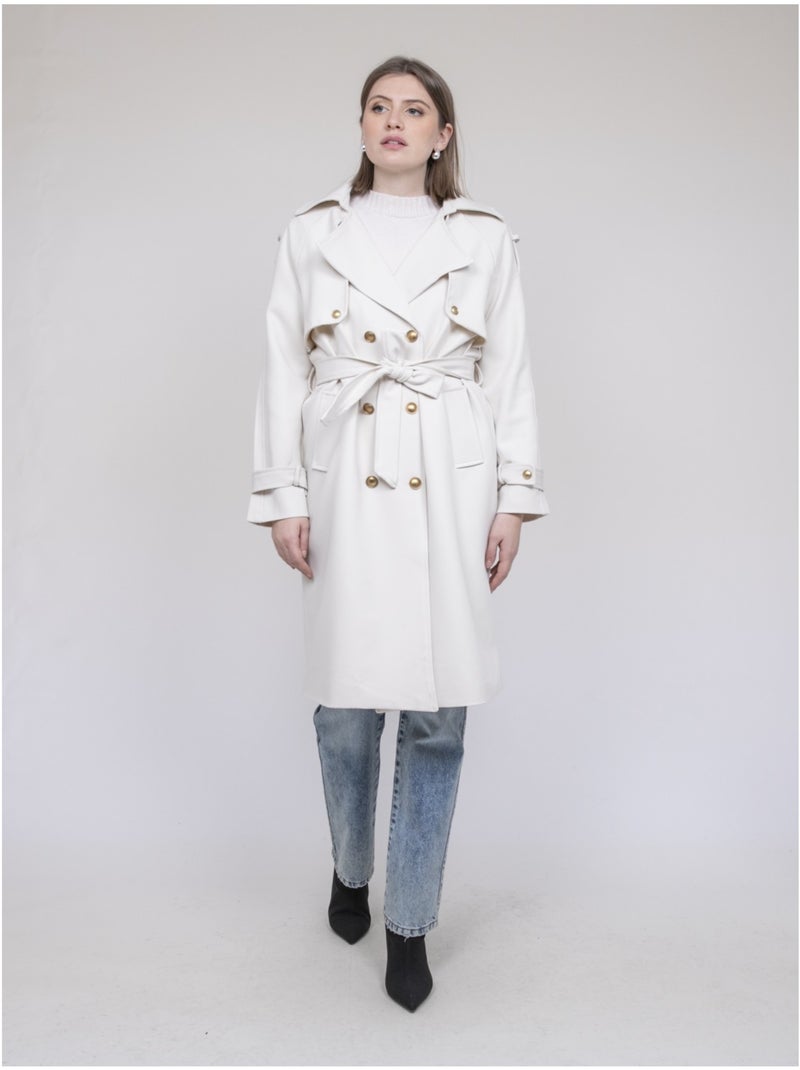 Trench long UNZILE Ecru - Kiabi