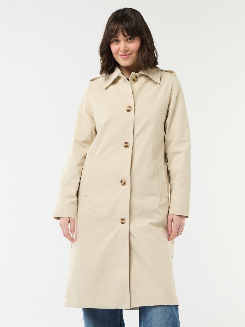 Trench mi-long à col chemiser Beige - Kiabi