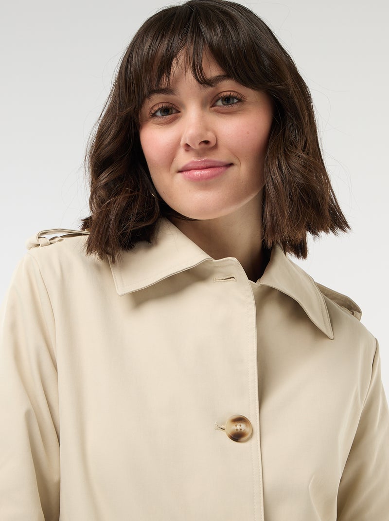 Trench mi-long à col chemiser Beige - Kiabi