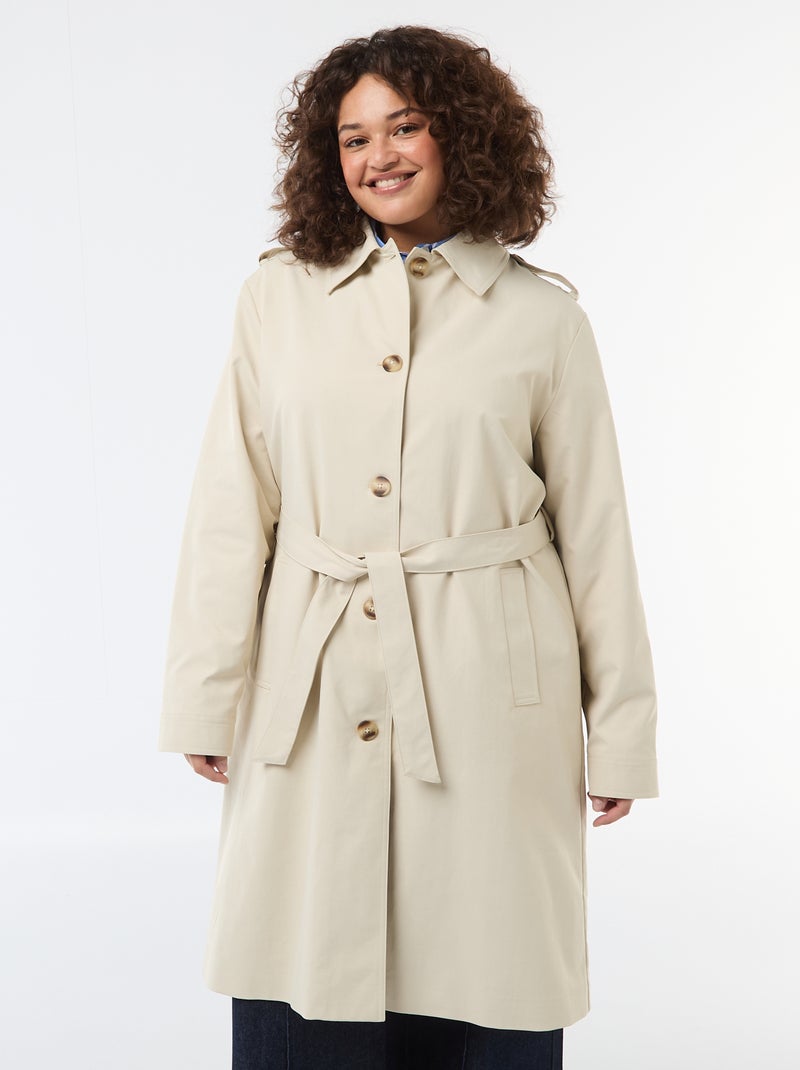 Trench mi-long à col chemiser Beige - Kiabi