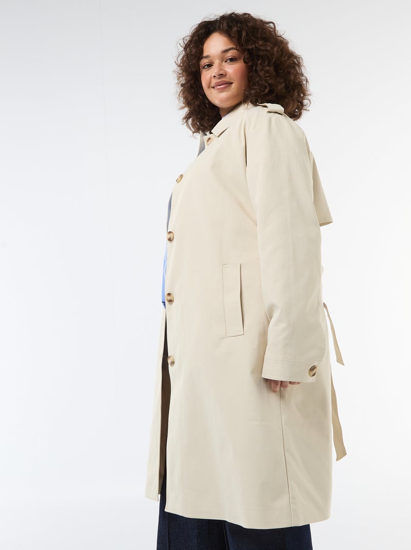 Trench mi-long à col chemiser Beige - Kiabi