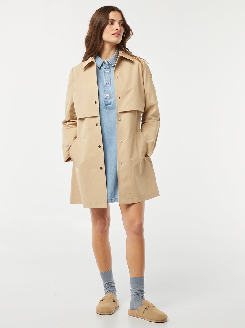 Trench mi-long à pressions Beige - Kiabi