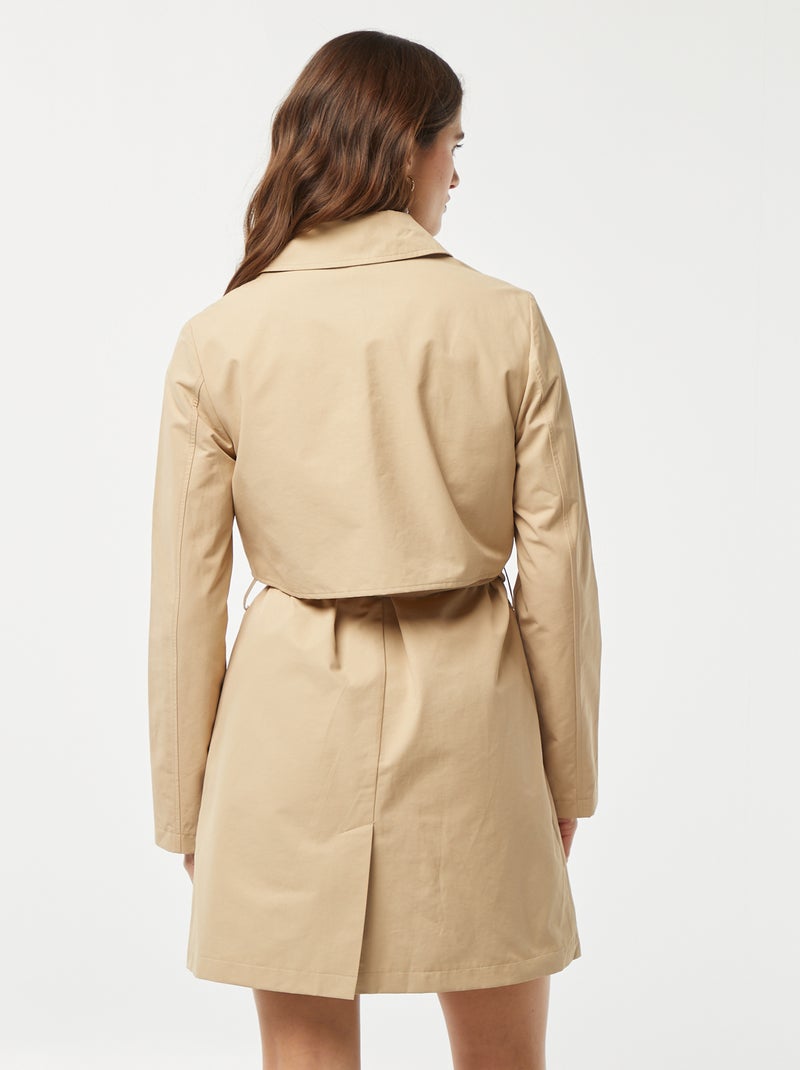 Trench mi-long à pressions Beige - Kiabi