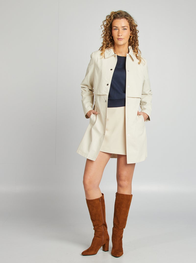 Trench mi-long à pressions Blanc - Kiabi