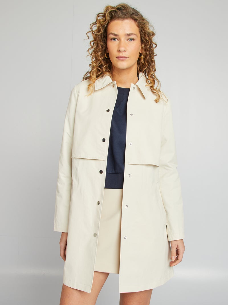 Trench mi-long à pressions Blanc - Kiabi