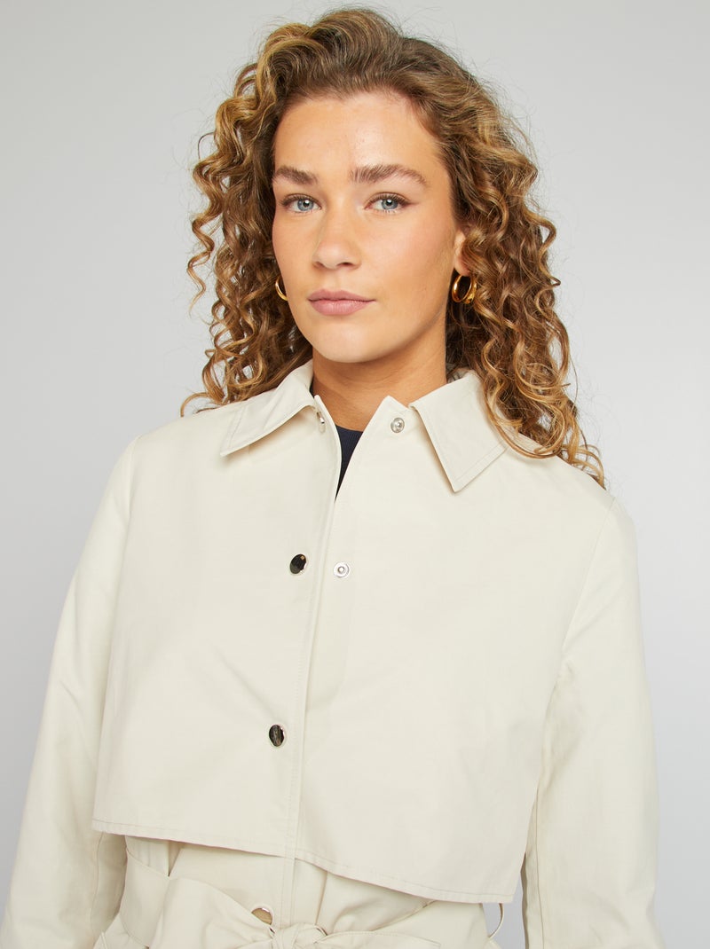 Trench mi-long à pressions Blanc - Kiabi