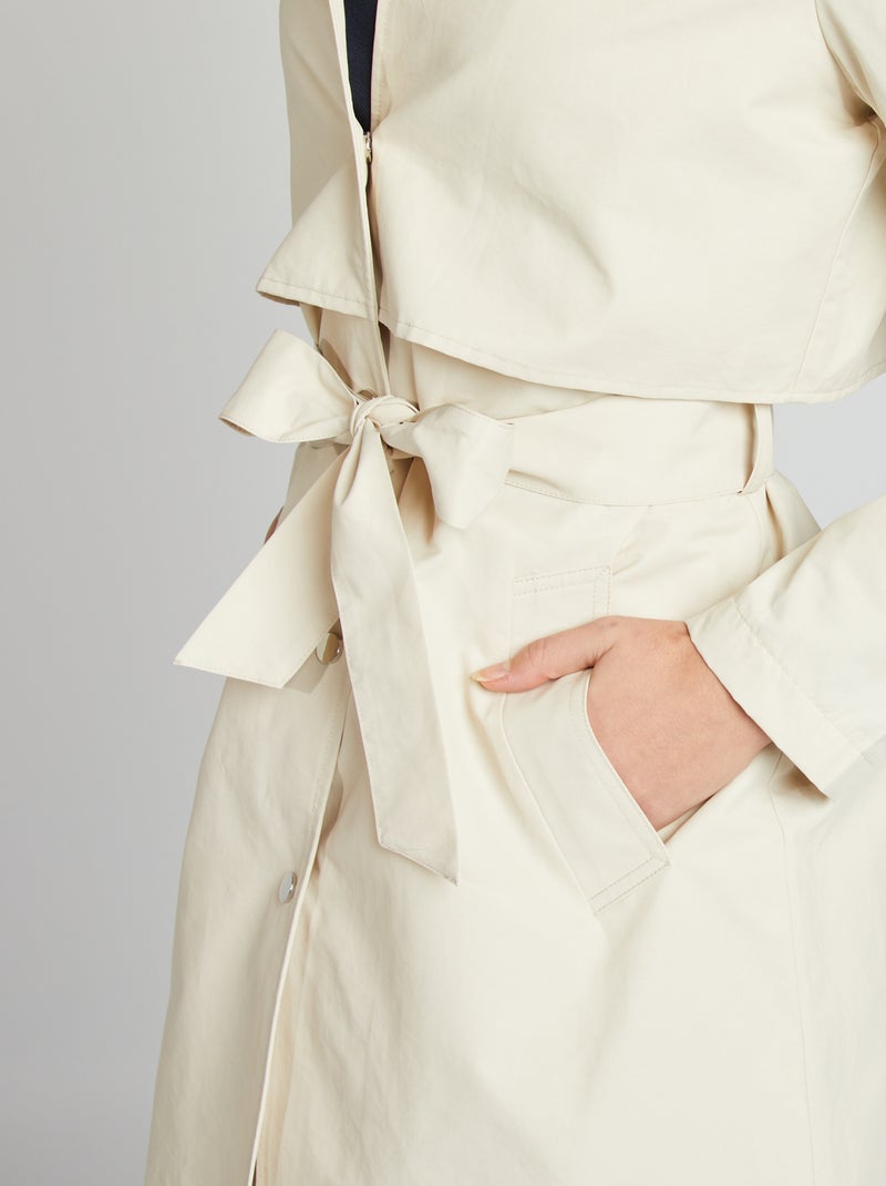 Trench mi-long à pressions Blanc - Kiabi