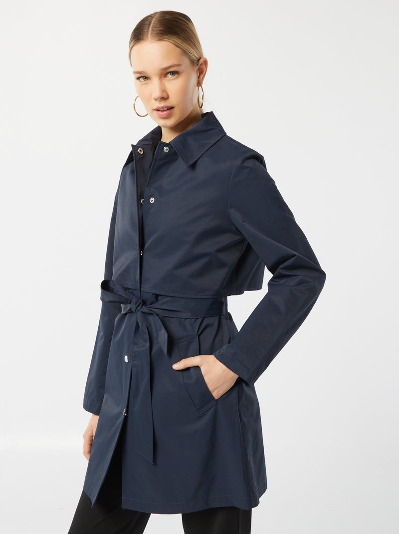 Trench mi-long à pressions Marine - Kiabi