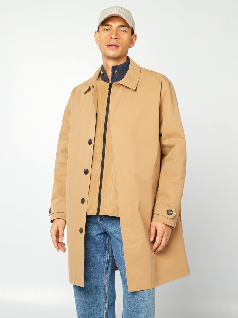 Trench mi-long avec veste matelassée sans manche à l'intérieur Beige - Kiabi