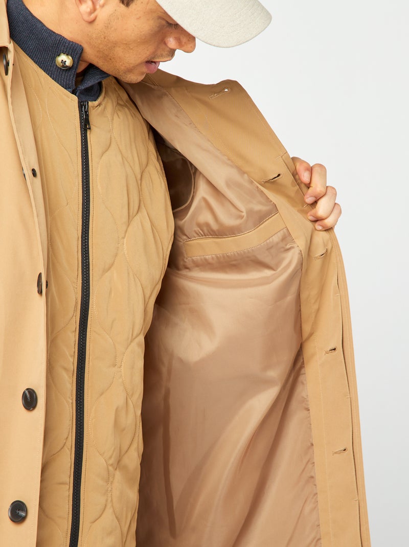 Trench mi-long avec veste matelassée sans manche à l'intérieur Beige - Kiabi