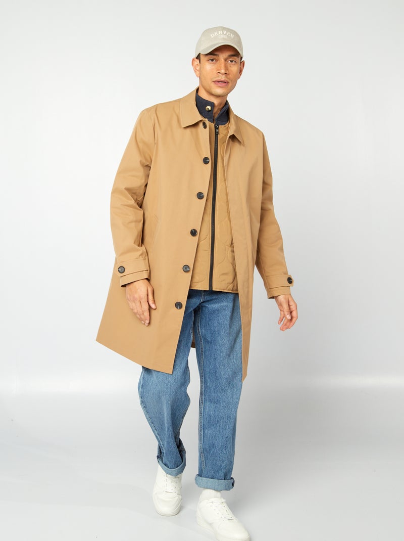 Trench mi-long avec veste matelassée sans manche à l'intérieur Beige - Kiabi