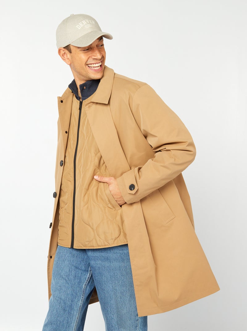 Trench mi-long avec veste matelassée sans manche à l'intérieur Beige - Kiabi