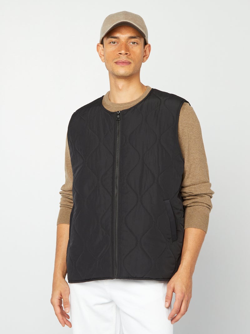 Trench mi-long avec veste matelassée sans manche à l'intérieur noir - Kiabi