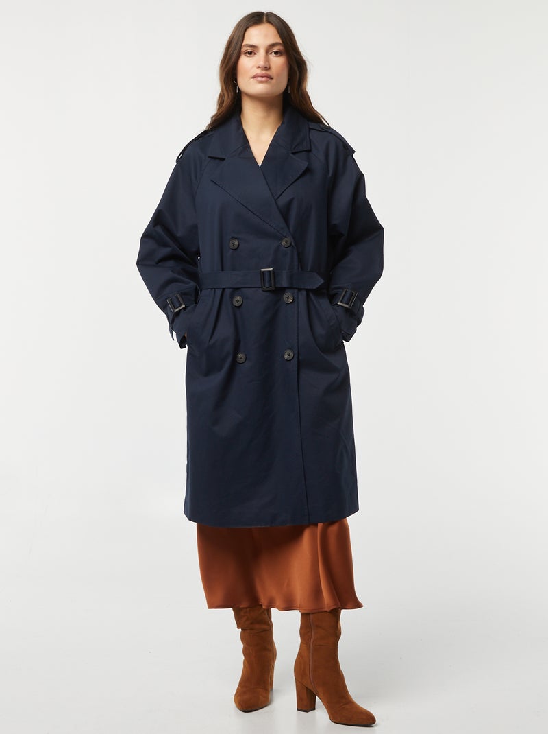Trench mi-long bleu marine - Kiabi