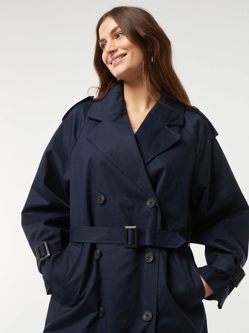Trench mi-long bleu marine - Kiabi